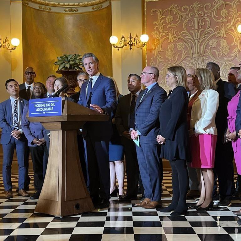 California Gov. Gavin Newsom signs a law aimed at preventing gas prices from spiking